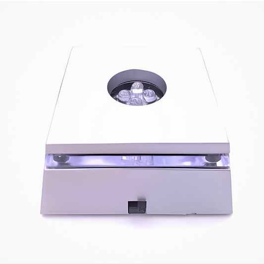 Zilverkleurige vierkante display lichtvoet – 6,8 cm