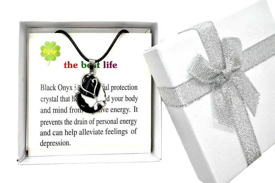 Vlinder Edelsteen Hanger Ketting - Onyx