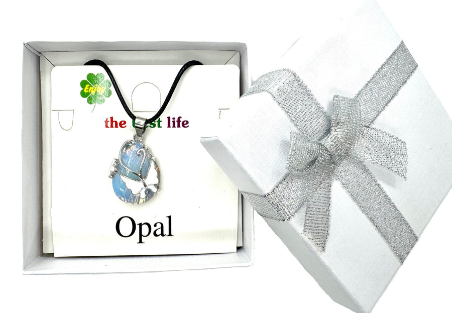 Vlinder Edelsteen Hanger Ketting - Opaal