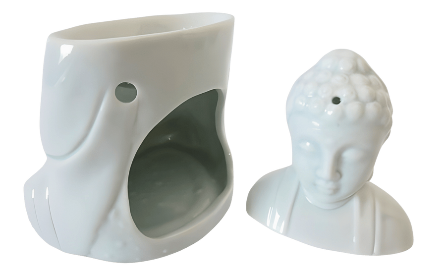 Witte meditatie Boeddha oliebrander luxe