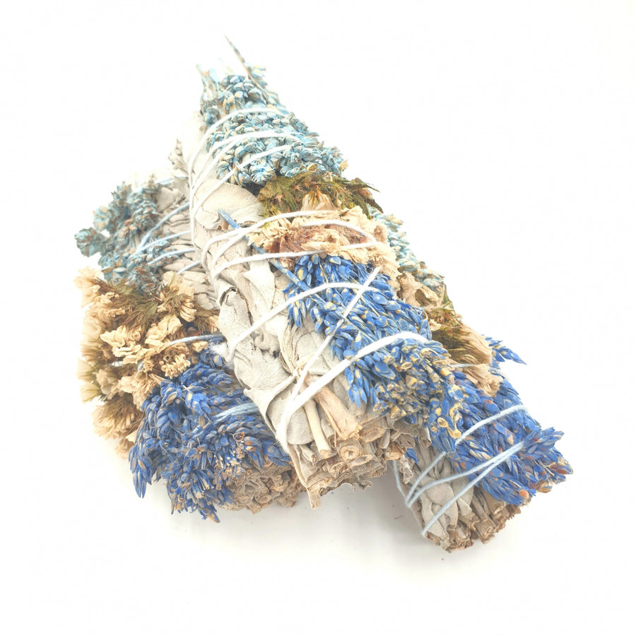 Witte Salie & Statice Sinuata & Sorghum - Smudge Stick Bundle 12 cm (30g - 40g)(CF-10)