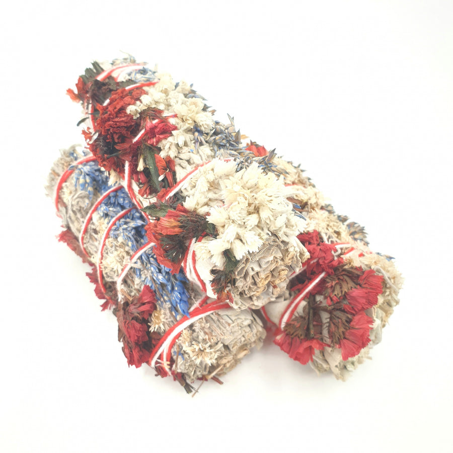 Witte Salie, Statice Sinuata & Verbascum - Smudge Stick Bundle 12 cm( 3 x 30g - 40g)- (CF-08)