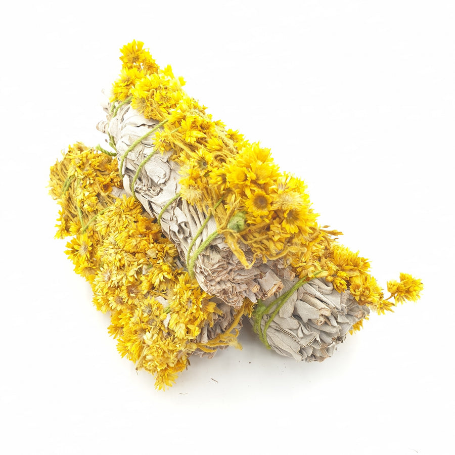Witte Salie & Verbascum Yellow Smudge Stick Bundle 12 cm (3 x 40g - 50g)(CF-04)