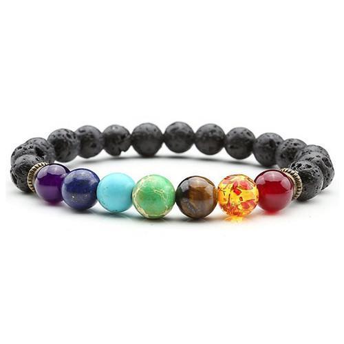 8mm 7 Chakra Armband zonder Doos - Lavasteen