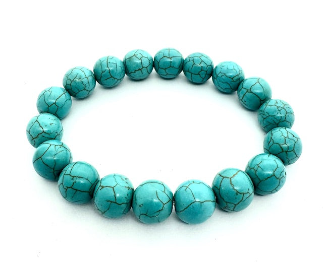 12mm Turquoise Gemstone Bracelet – Gift Box Excluded
