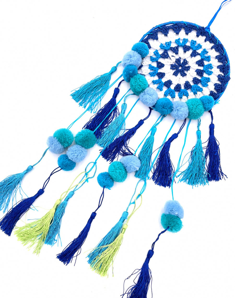15cm Gehaakte Dromenvanger Blauw/Turquoise (2 stuks)
