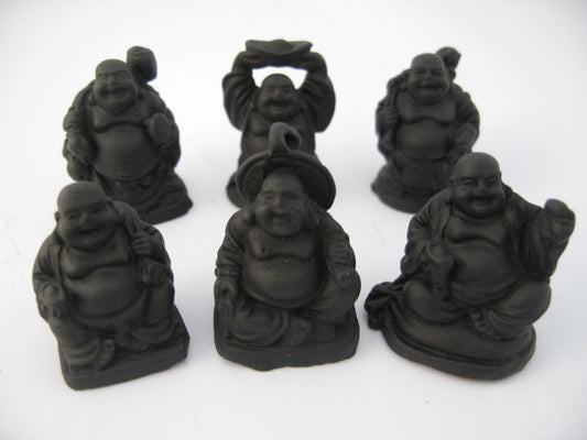 3cm Mini Boeddha Set Zwart (6st)