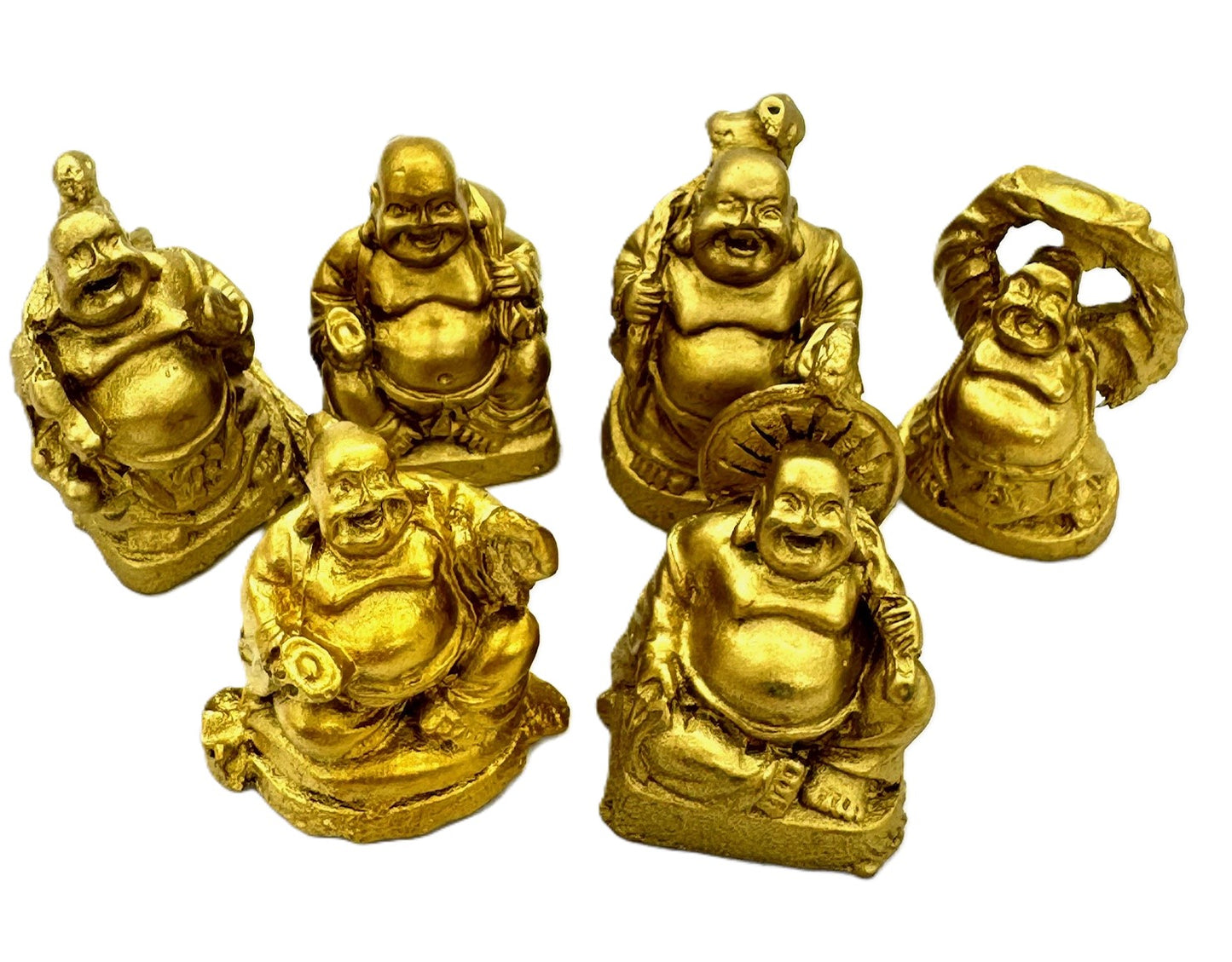 3cm Mini-Boeddha-Set Brons Goud (6St)
