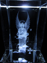 3D Crystal Laser Engraved Block – Angel with Child