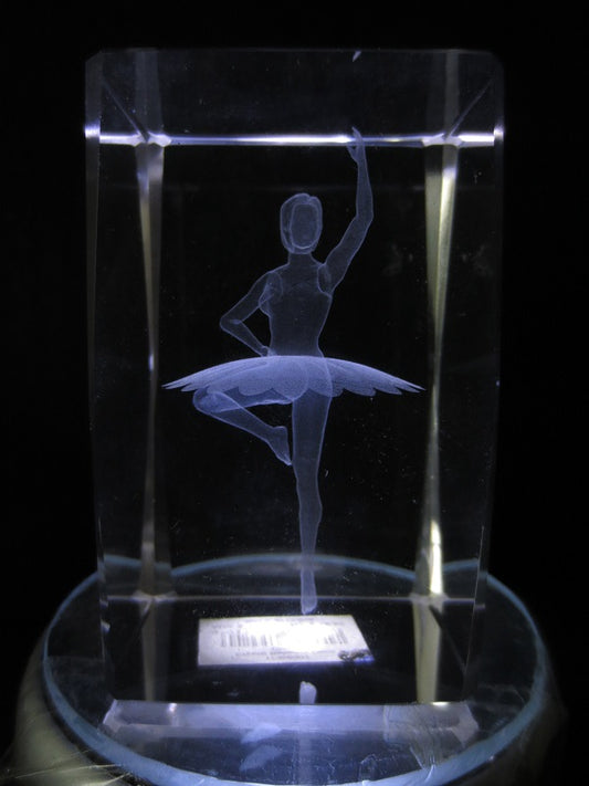 3D Kristal Lasergegraveerd Blok – Ballerina