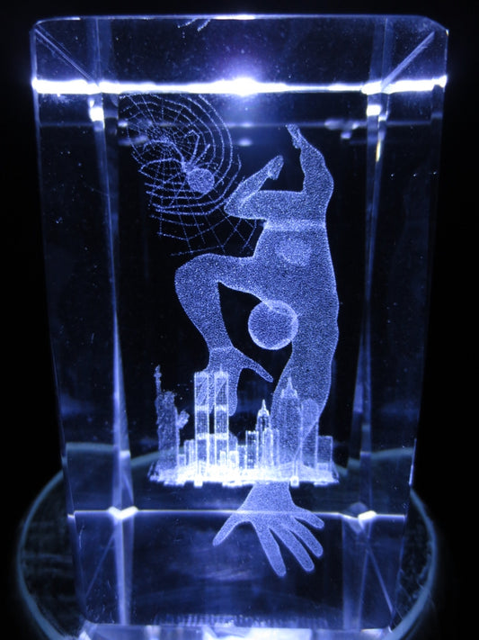 3D Kristal Lasergegraveerd Blok – Spiderman