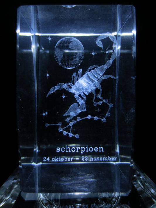 3D Kristal Lasergraveerblok – Schorpioen