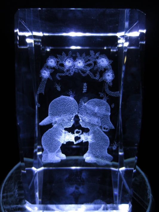 3D Kristal Lasergraveerblok – Schattig Koppel