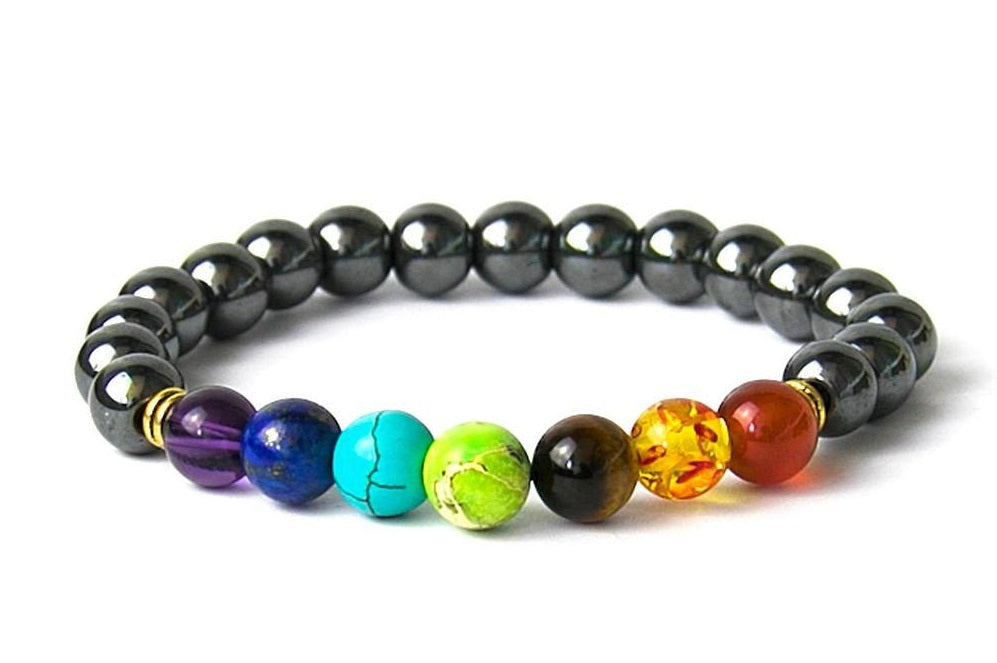 8mm 7 Chakra Armband zonder Doos - Hematiet