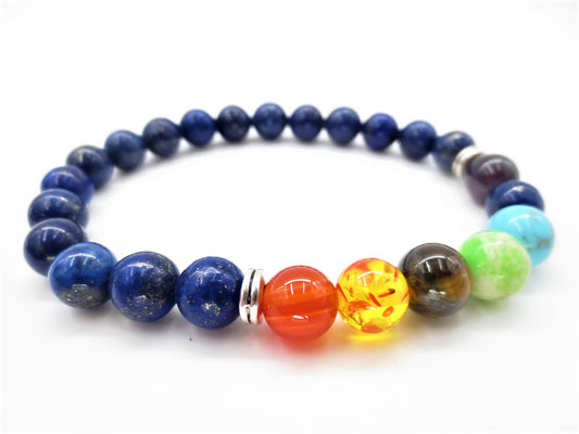 8mm 7 Chakra Armband zonder Doos - Lapiz Lazuli