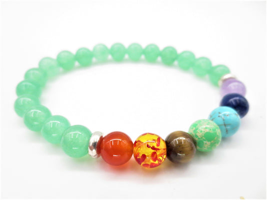 8 mm 7-Chakra-armband in doos – Aventurijn