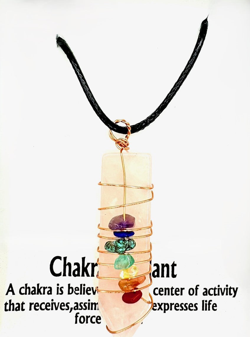 7 Chakra Edelsteen Ketting Hanger (II) - Rozenkwarts