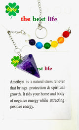 Amethyst 7 Chakra Gemstone Pendulum