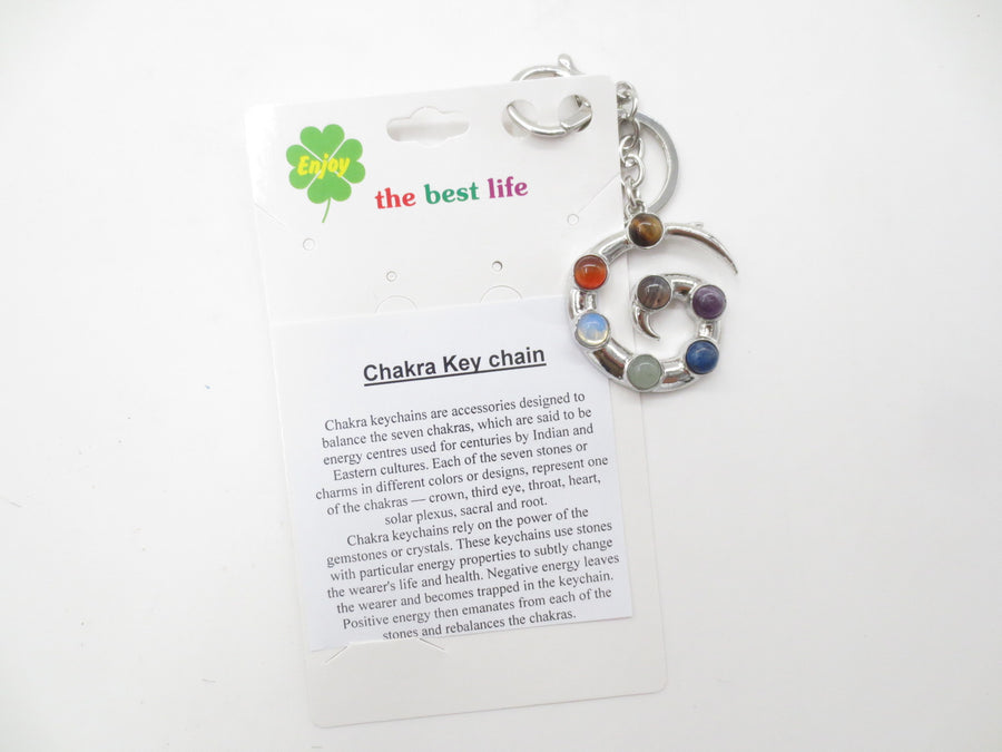 Groothandel Metaal Chakra Reiki Sleutelhanger met 7 Edelstenen