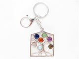Wholesale Metal Chakra Tree of Life Keychain with 7 Gemstones