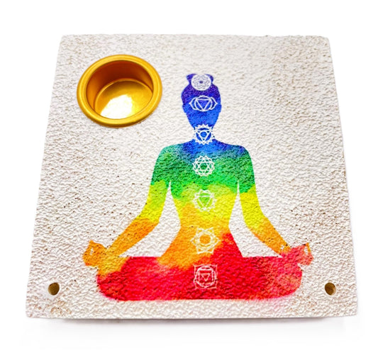 7 Chakra Vierkante Wierookhouder - Wit