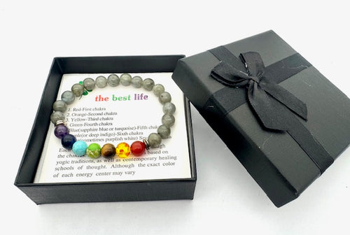 8mm Edelsteen 7 Chakra Armband met Doos