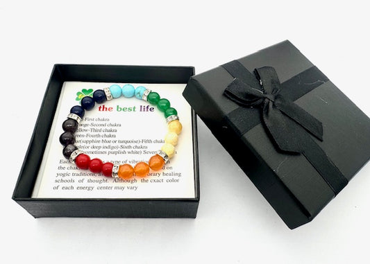 8mm 7-Chakra met Diamonds Edelsteen Armband – Inclusief Cadeaubox