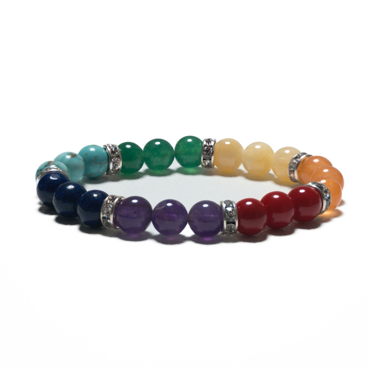 8 mm 7 Chakra Armband zonder Doosje - Gemengd met Diamanten