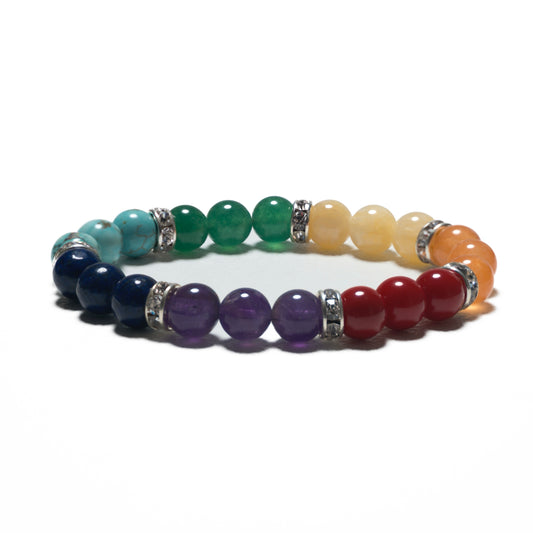 8 mm 7 Chakra Armband zonder Doosje - Gemengd met Diamanten