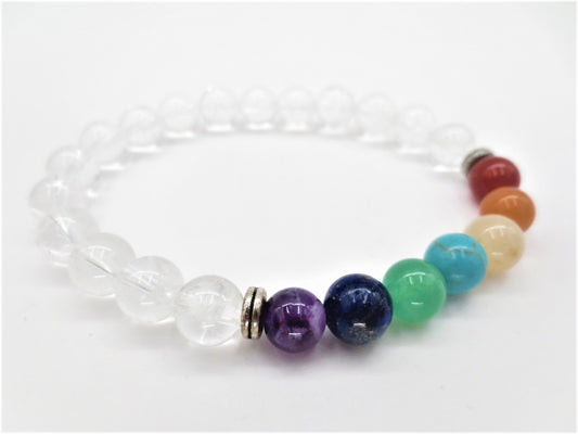 8mm 7 Chakra Armband zonder Doosje - Bergkristal