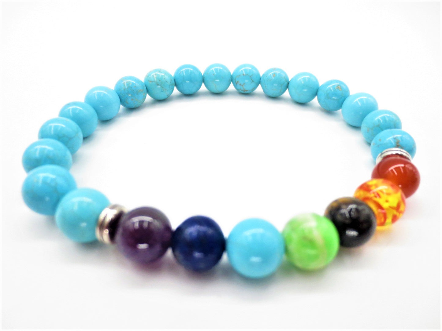 8 mm 7 Chakra Armband zonder Doosje - Turquoise