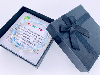 8mm Engelarmband met doosje - Opaal