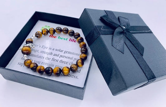 8mm Engelarmband met doosje - Tijgeroog