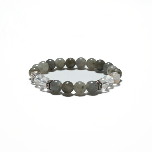 8mm Armband met Cadeaudoos - Labradoriet en Diamant
