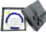 8mm Armband met Cadeaudoos - Lapis Lazuli en Diamant