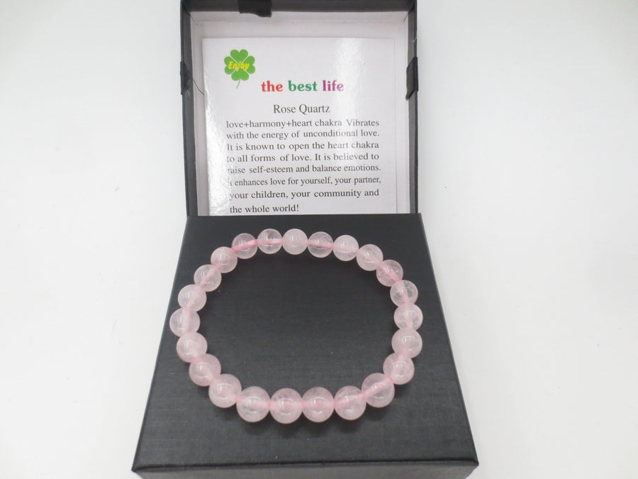 8 mm Rozenkwarts Edelsteen Armband – Cadeaudoos Inclusief