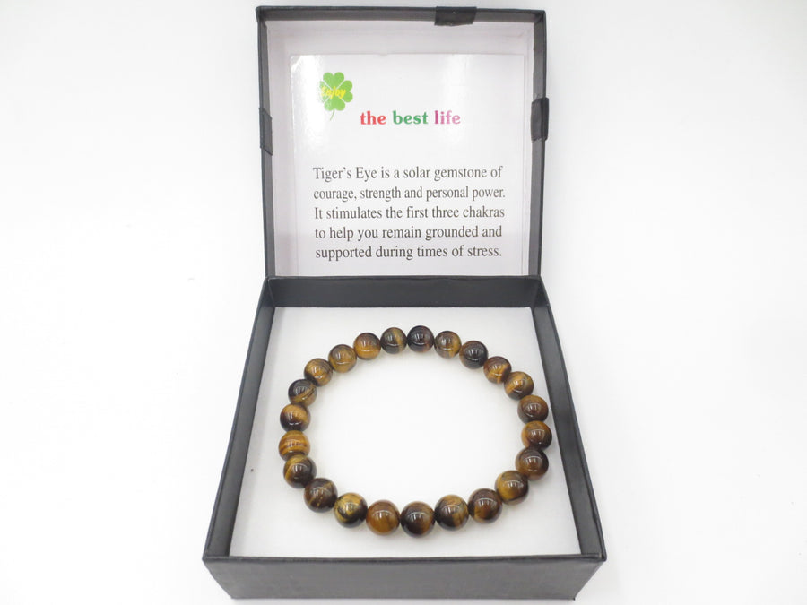 8 mm Tijgeroog Edelsteen Armband – Cadeaudoos Inclusief
