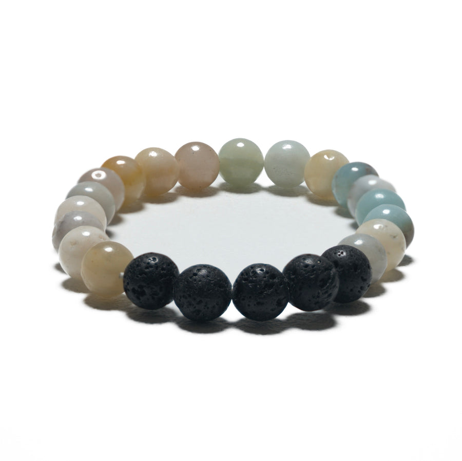 8mm Armband zonder Cadeaudoos - Amazoniet en Lavasteen