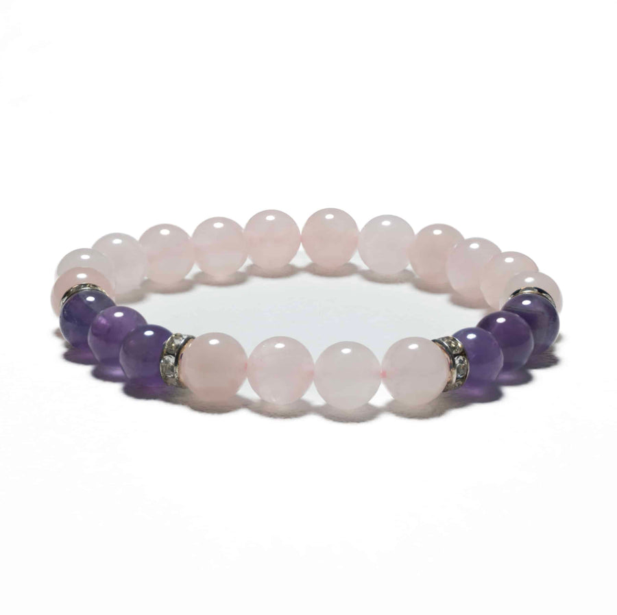 8mm Armband zonder Cadeaudoos - Rozenkwarts en Diamant