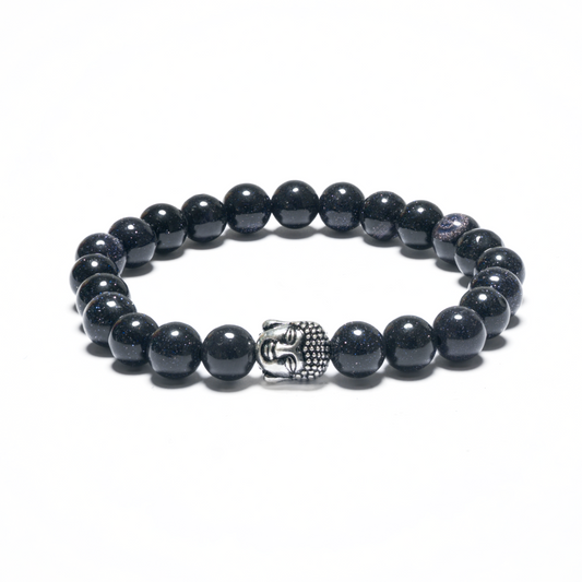 8mm Boeddha Armband zonder Doos - Blauwe Zandsteen