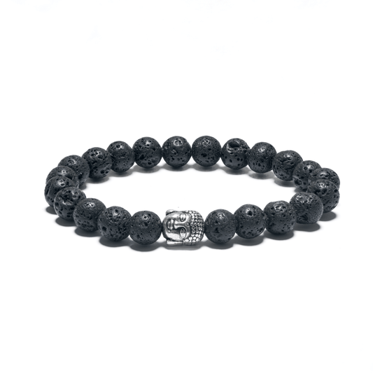 8mm Boeddha Armband zonder Doos - Lavasteen