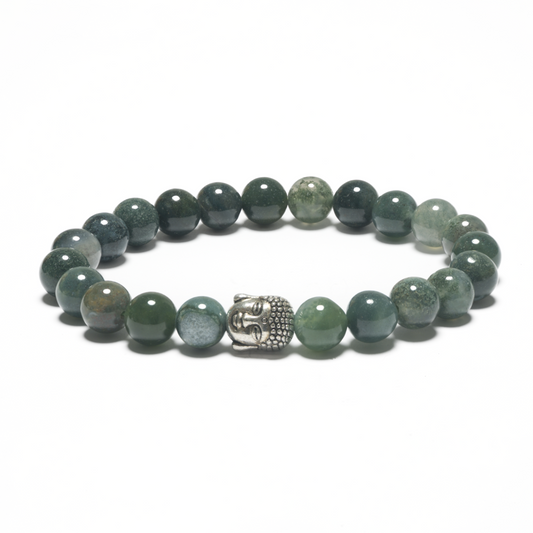 8mm Boeddha Armband zonder Doos - Mos Agaat