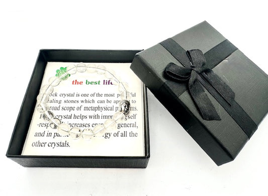 8mm Boeddha Bergkristal Armband – Inclusief Cadeaubox
