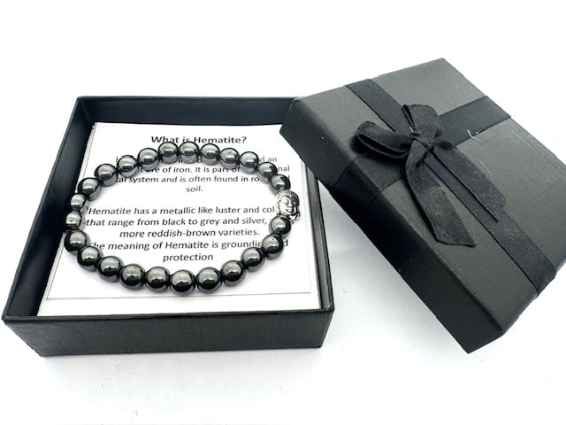 8mm Boeddha Hematiet Armband – Inclusief Cadeaubox
