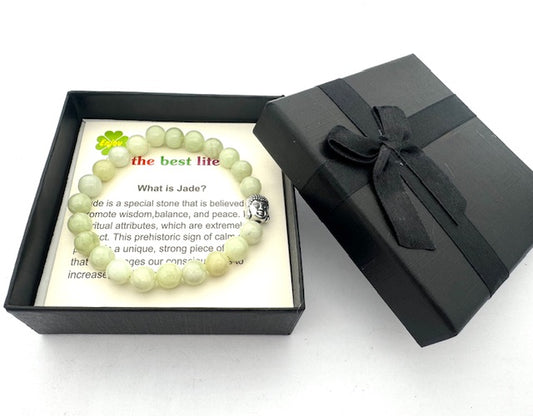 8mm Boeddha Jade Armband – Inclusief Cadeaubox