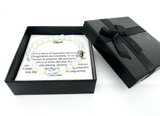 8mm Boeddha Opaal Armband – Inclusief Cadeaubox