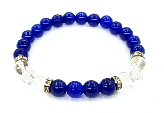 8mm armband met geschenkdoos - Lapis Lazuli en diamant