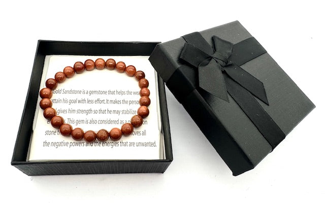 8 mm Gouden Zandsteen Edelsteen Armband – Cadeaudoos Inclusief