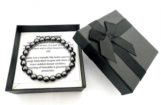 8 mm Hematiet Edelsteen Armband – Cadeaudoos Inclusief