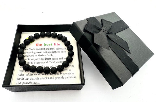 8 mm Lavasteen Edelsteen Armband – Cadeaudoos Inclusief